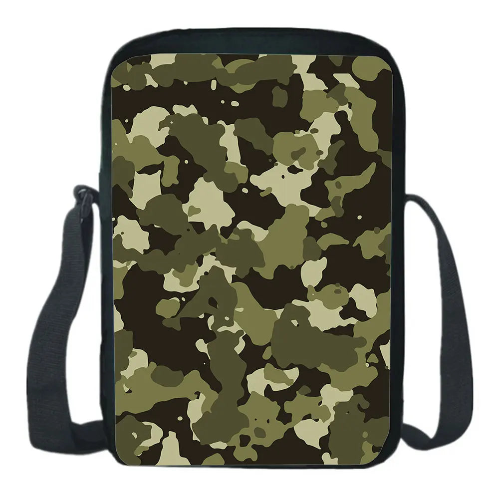Camouflage Nylon School Backpack Messenger Bag