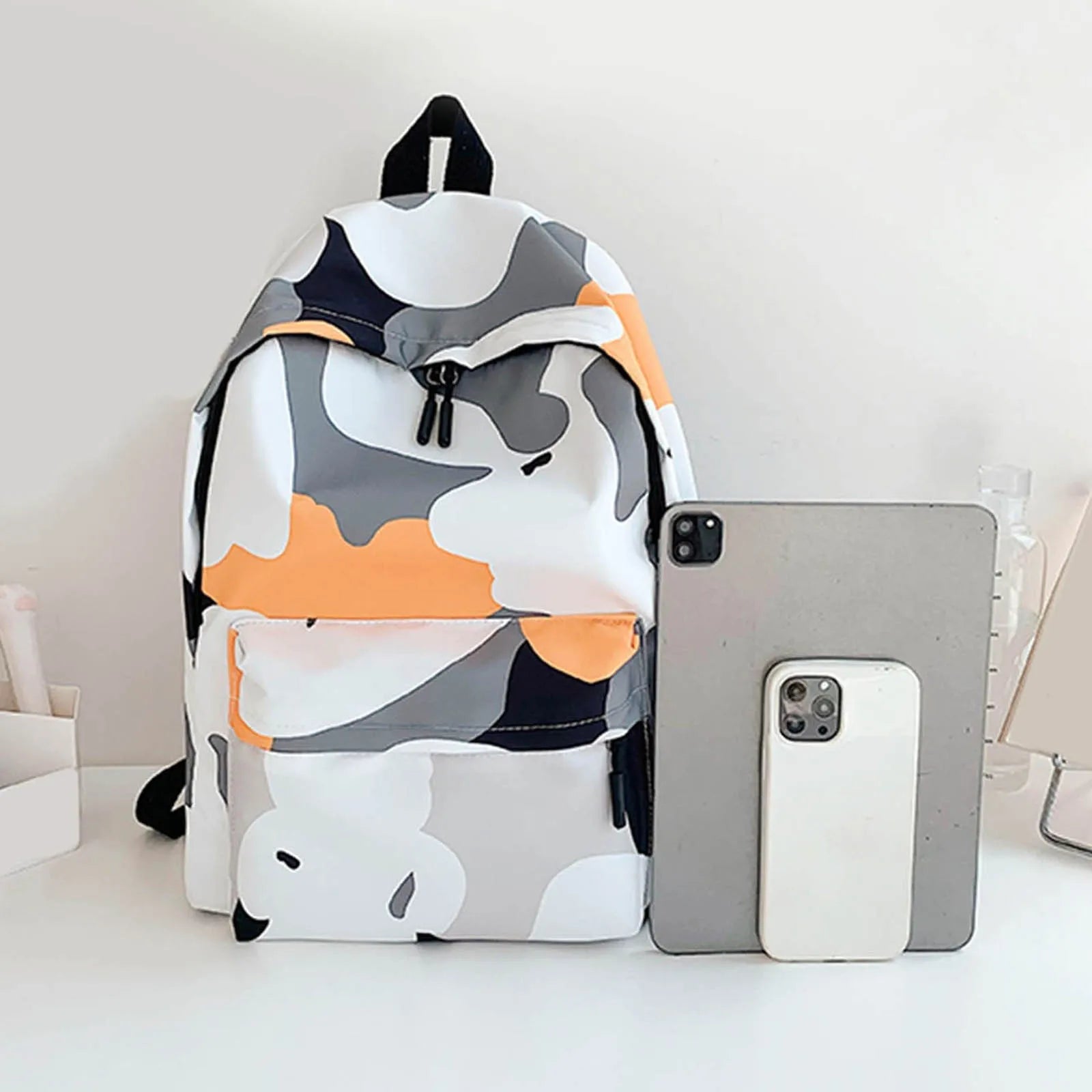 Camouflage Zipper Women Backpack Canvas School Bag Large Capacity