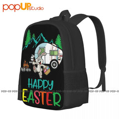 Easter Bunny Eggs Backpack Large Capacity Travel Shopping Bag