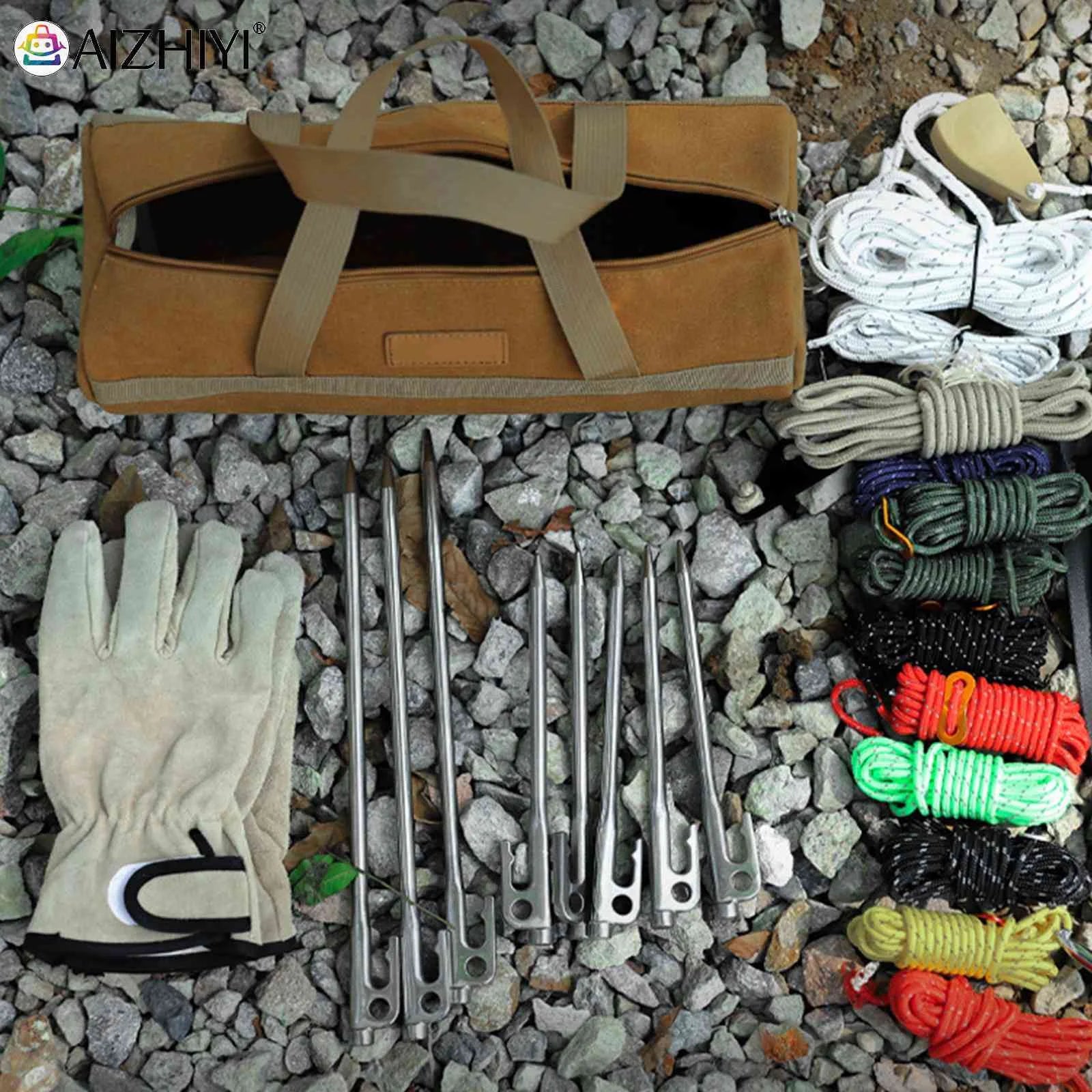 Canvas Tent Stake Storage Bag Waterproof Outdoor Hiking BBQ Tents Accessories