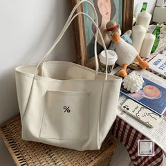 Canvas Shoulder Bag Large Capacity Shopping Tote Print