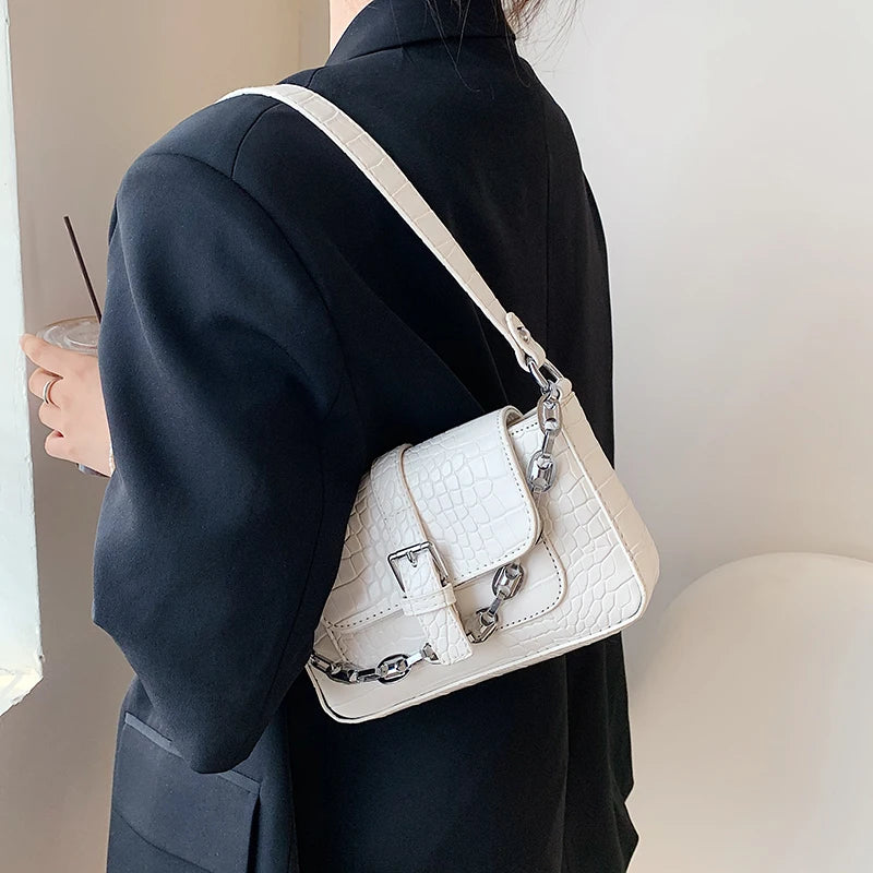 Crocodile Pattern Mini Bag for Women with Chain Strap