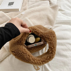 Candy Faux Wool Chain Shoulder Crossbody Bag