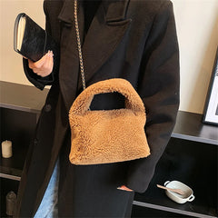 Candy Faux Wool Chain Shoulder Crossbody Bag