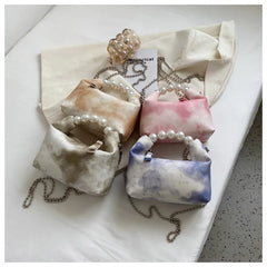 Candy Ladies Ins Pillow Shoulder Messenger Bags Chains Pearl Handle Women Bags
