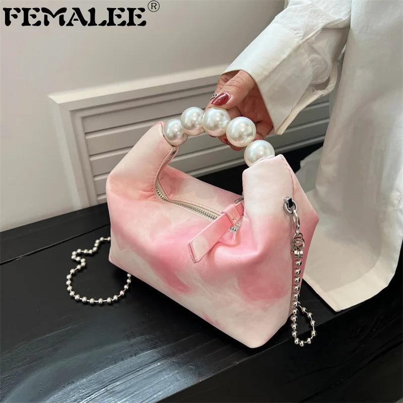 Candy Ladies Ins Pillow Shoulder Messenger Bags Chains Pearl Handle Women Bags