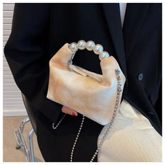 Candy Ladies Ins Pillow Shoulder Messenger Bags Chains Pearl Handle Women Bags