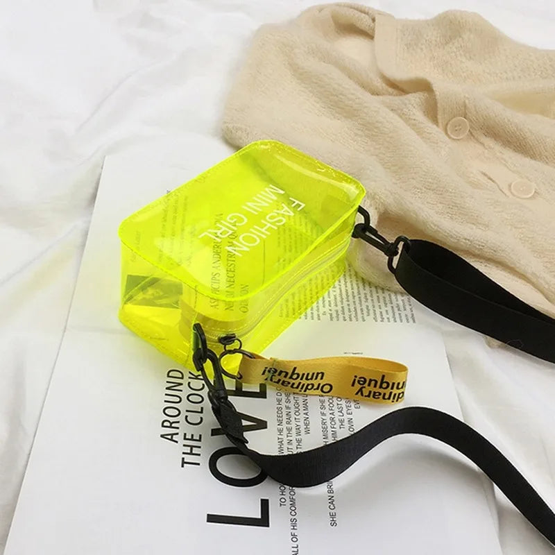 Wild Mini Shoulder Messenger Bag Transparent Laser Crossbody Bag for Women
