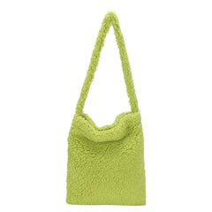 Soft Fleece Candy Purse Shoulder Bag for Autumn Winter Ladies