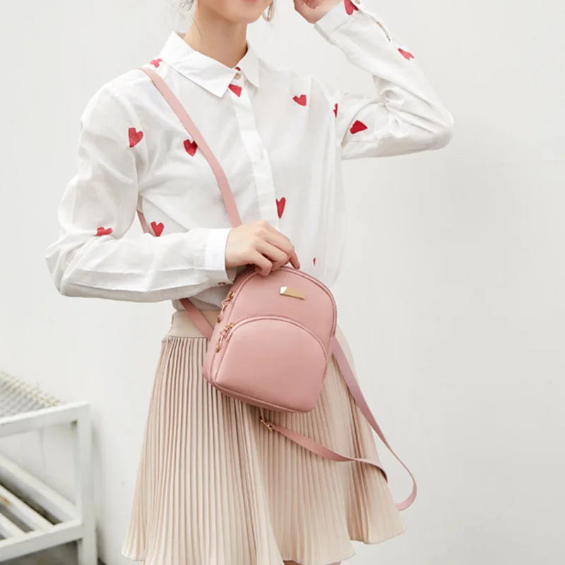 Candy Small Backpack Mini Travel School PU Bag Multifunctional Bags