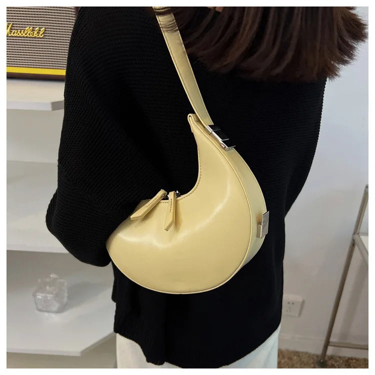 Candy Small PU Shoulder Armpit Purses Ins Women Hand Bags Clutch Half Moon