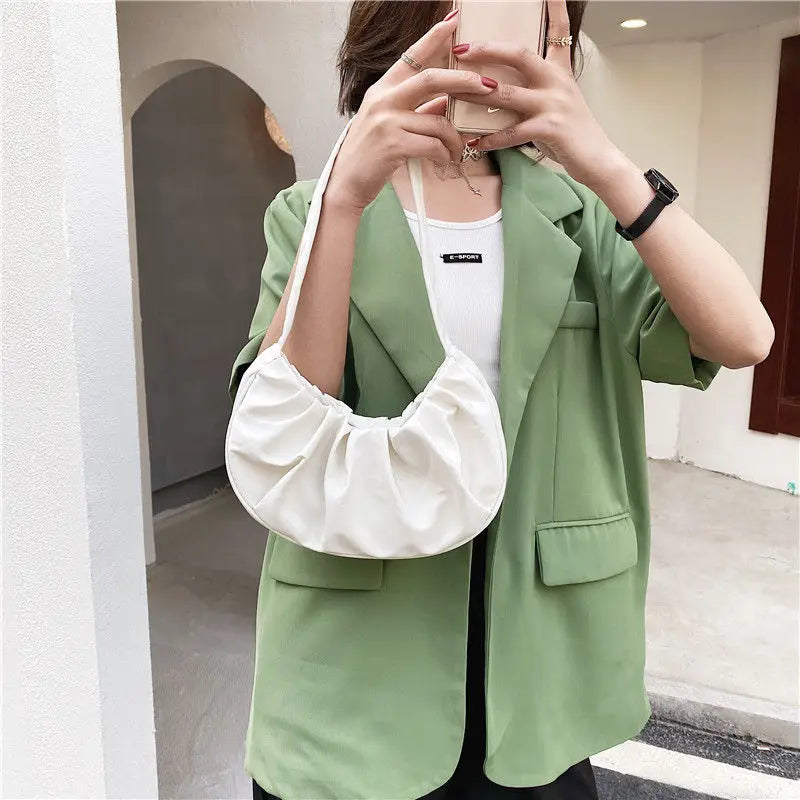 Candy Women Shoulder Bags Pleated Ladies Small Underarm Bag