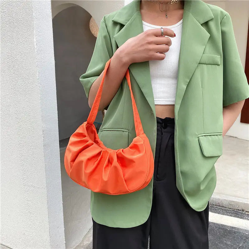 Candy Women Shoulder Bags Pleated Ladies Small Underarm Bag