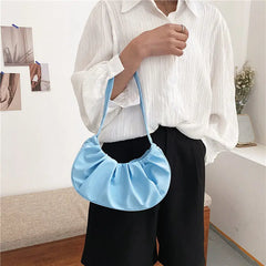 Candy Women Shoulder Bags Pleated Ladies Small Underarm Bag