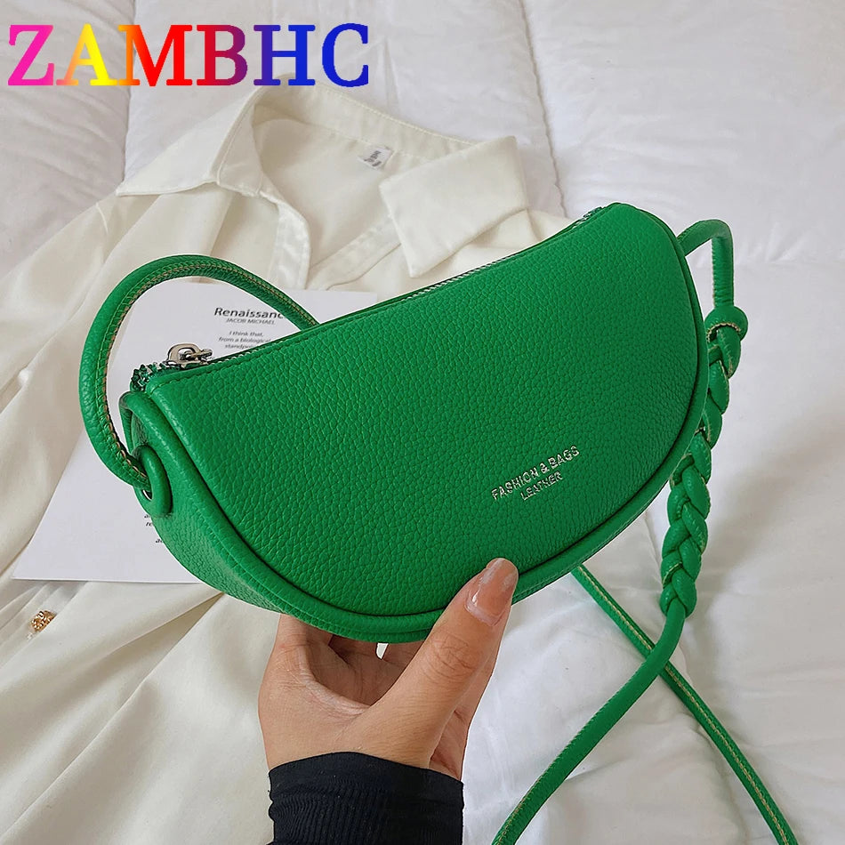 Candy Women's Small Saddle Bag PU Leather Crossbody Bag