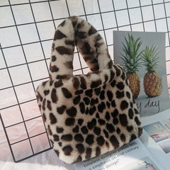 Women's Faux Fur Shoulder Bag Winter Tote Purse