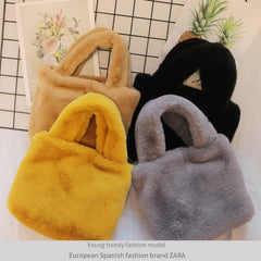 Women's Faux Fur Shoulder Bag Winter Tote Purse