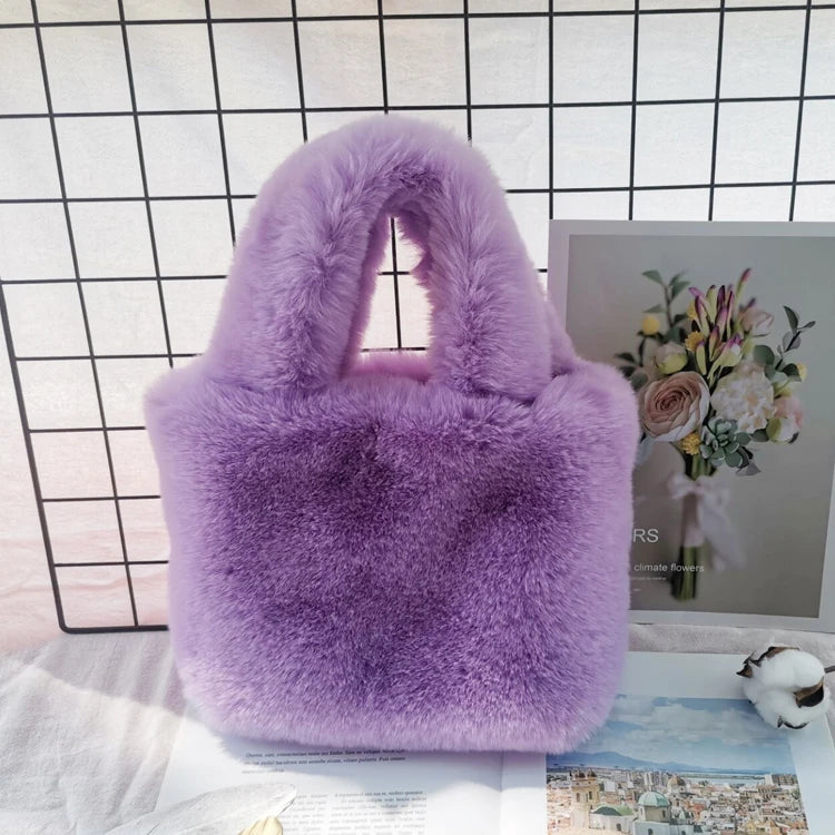 Women's Faux Fur Shoulder Bag Winter Tote Purse