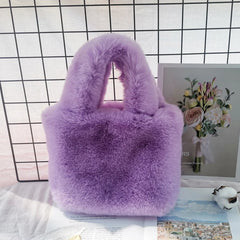 Women's Faux Fur Shoulder Bag Winter Tote Purse
