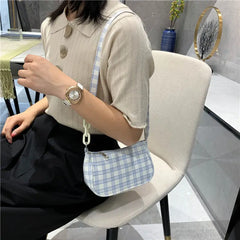 Candy Colors Chain Shoulder Bags Women Plaid Knitting Zipper Popular