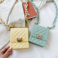 Mini Diamond Lattice Shoulder Bag PVC Crossbody Bag Small Phone Wallet Jelly Bag