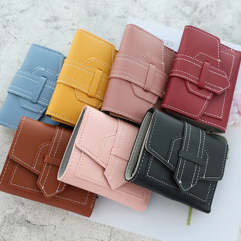 Short Candy Colors Wallet Women PU Leather 3-fold Wallet Femme