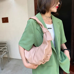 Candy Colors Shoulder Bag Pleated Zippers Underarm Handbag