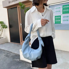 Candy Colors Shoulder Bag Pleated Zippers Underarm Handbag