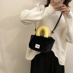 Candy Colors Small Tote Plush Shoulder Bag Faux Fur Female Clutch Purse