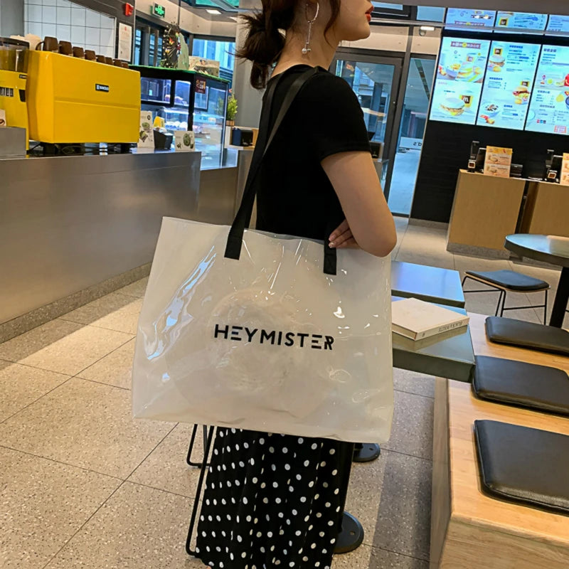 Clear Transparent Tote Bags Women Large Casual Shopping Shoulder Bags