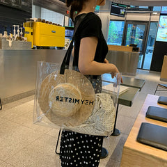 Clear Transparent Tote Bags Women Large Casual Shopping Shoulder Bags