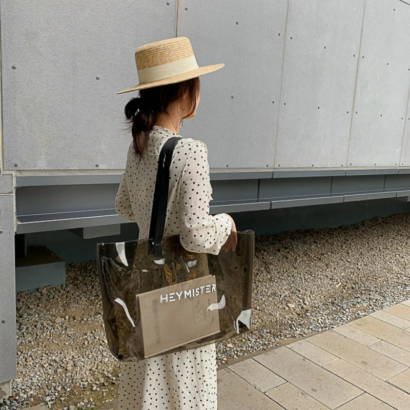 Clear Transparent Tote Bags Women Large Casual Shopping Shoulder Bags