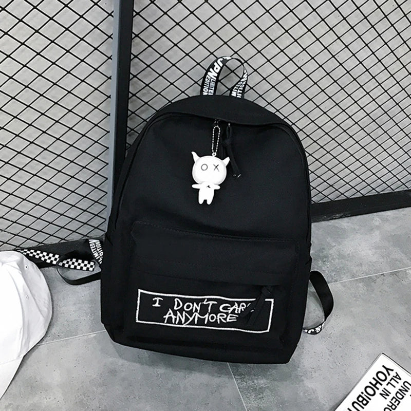 Harajuku Style Women Backpack Doll Pendant Shoulder Bag