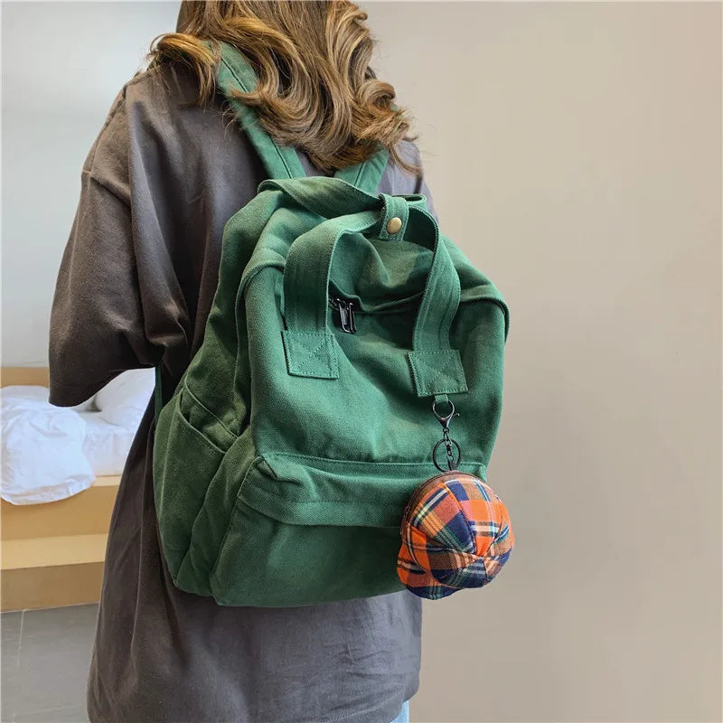 Canvas Backpack Women Back To School Bag Teen Girl Rucksack Student Travel