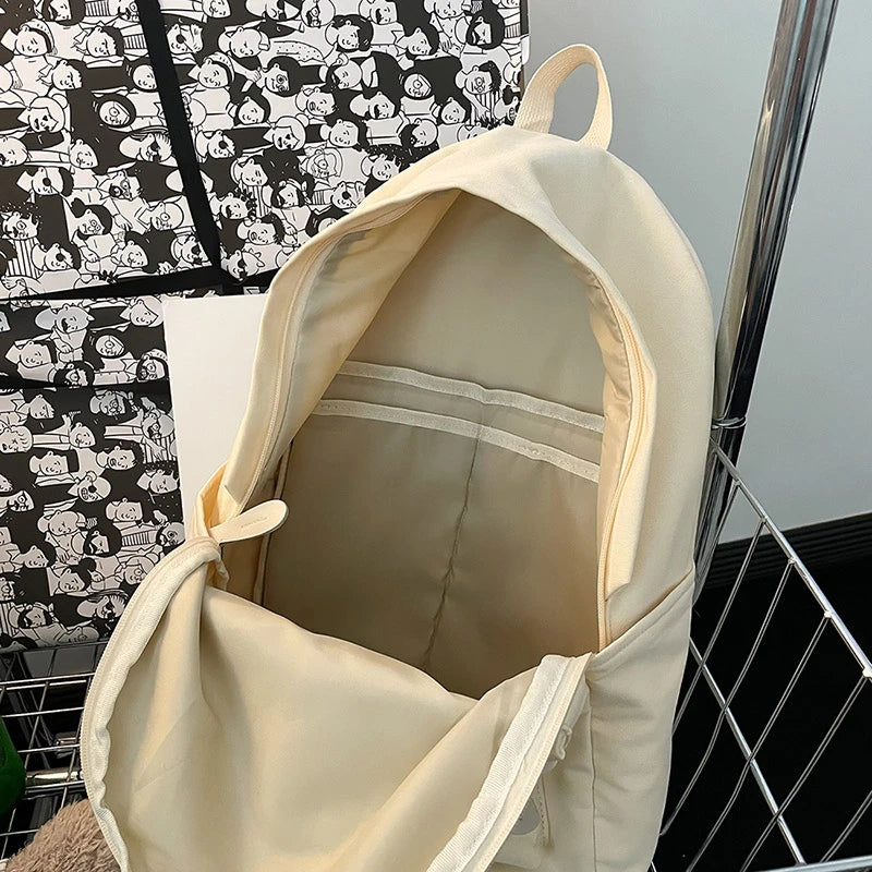 Canvas Backpacks For Women Solid Cloth School Bags For Teenage Girls
