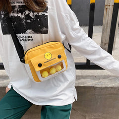 Canvas Cartoon Messenger Bag for Women Student Girl Shoulder Bag