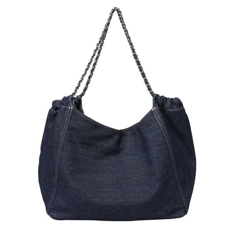 Denim Chain Handbag Large Capacity Bag for Women
