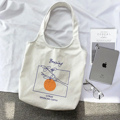 Orange Artistic Canvas Bag Female One Shoulder Janpanese College Student Ins Por