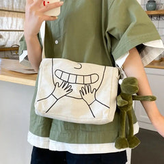 Canvas Crossbody Bag Funny Girly Shoulder Bag All Match Women Messenger Bag