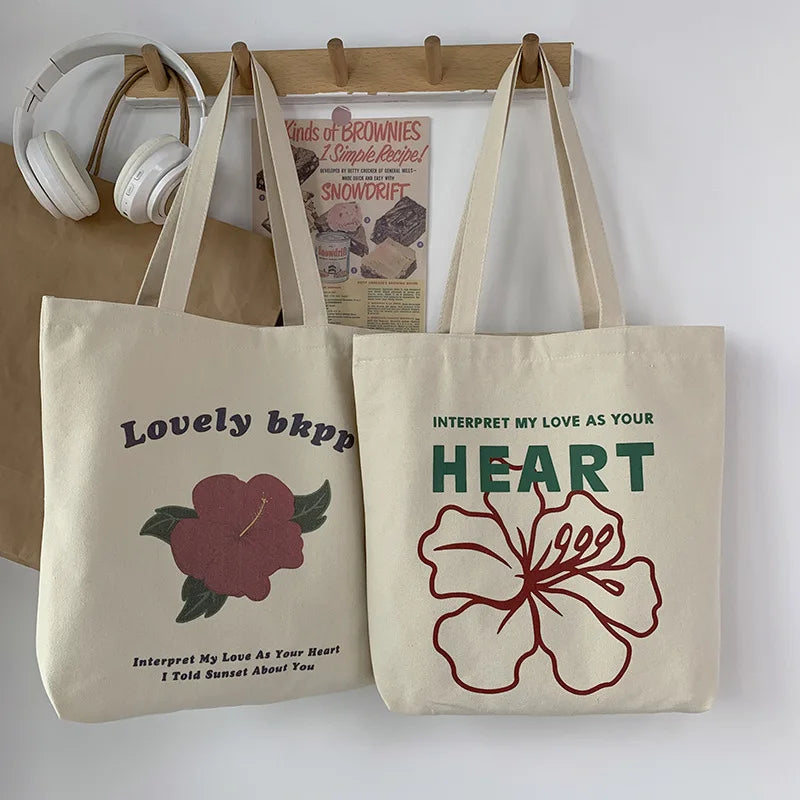 Canvas Shoulder Bag for Women Large Totes Eco Zipper Organizer