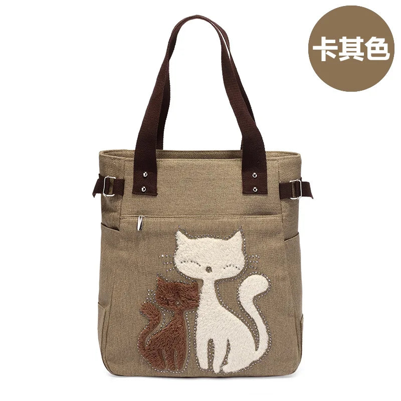 Cat Shoulder Bag Handbag Book Work Storage Shopping Purse Women Bags