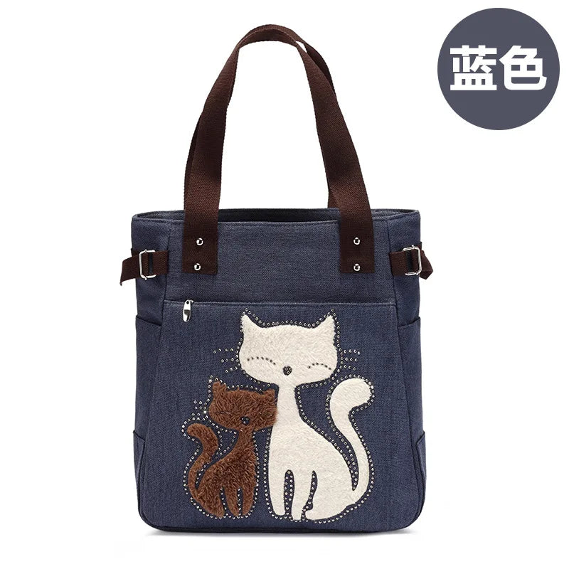 Cat Shoulder Bag Handbag Book Work Storage Shopping Purse Women Bags