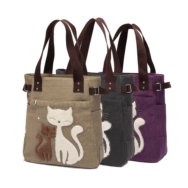 Cat Shoulder Bag Handbag Book Work Storage Shopping Purse Women Bags