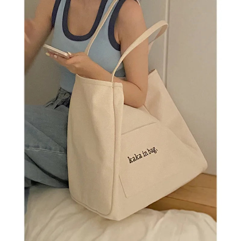 Canvas Bag Ladies Large Capacity Shopping Bag Shoulder Bag Casual Street Handbag
