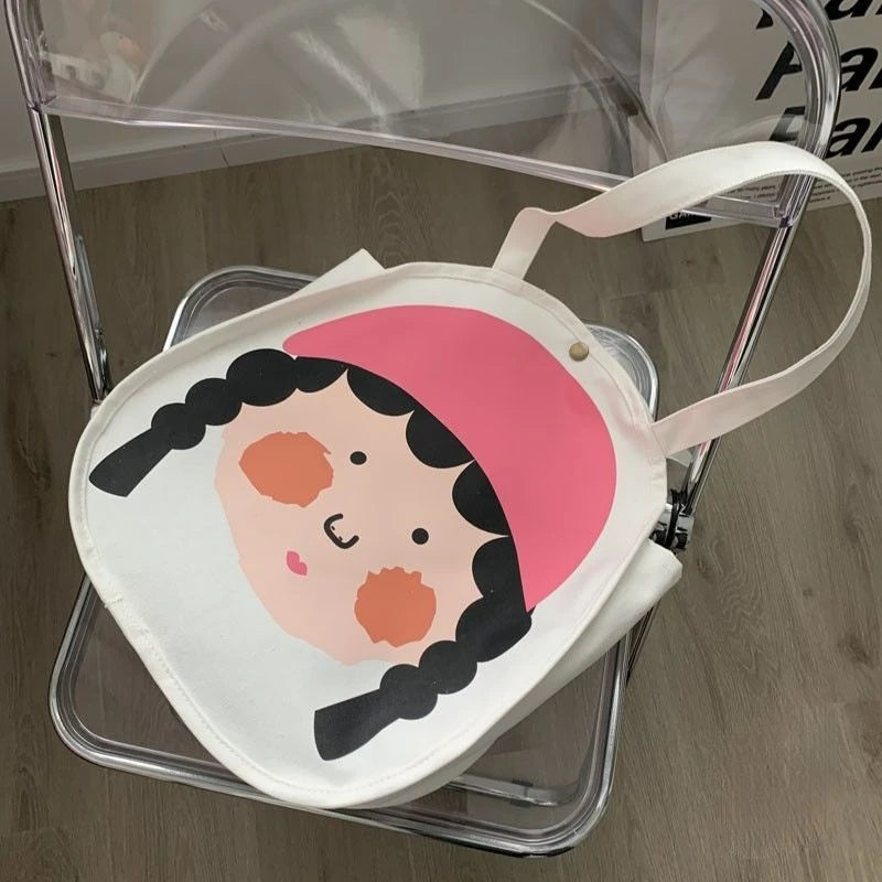 Canvas Bag Large Capacity Shoulder Bags Women Cartoon Print Handbag