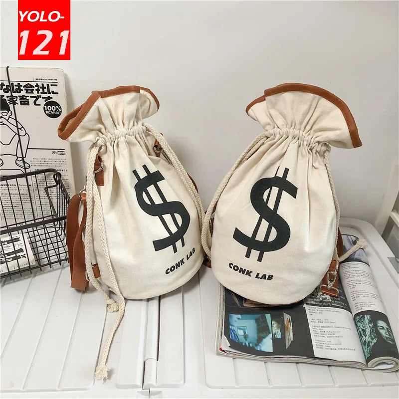 Punk Style Canvas Shoulder Messenger Bucket Bag