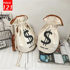 Punk Style Canvas Shoulder Messenger Bucket Bag