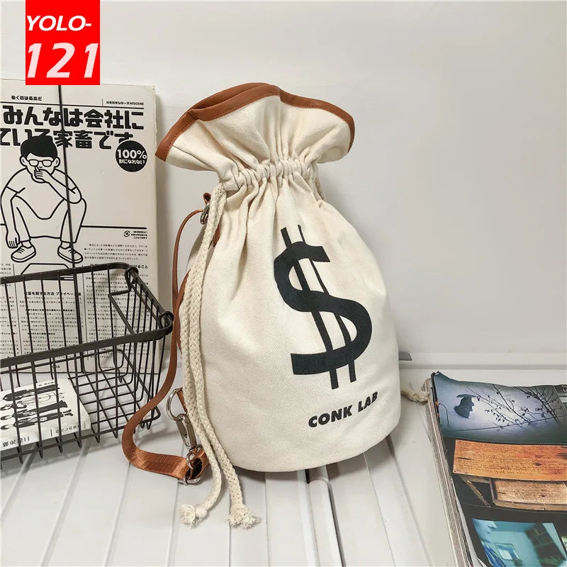 Punk Style Canvas Shoulder Messenger Bucket Bag