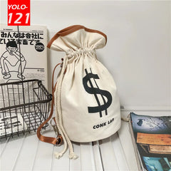 Punk Style Canvas Shoulder Messenger Bucket Bag