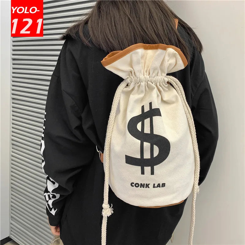Punk Style Canvas Shoulder Messenger Bucket Bag